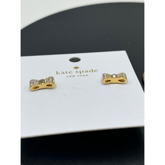 Kate Spade Ready‎ Set Mini Bow Gold Plated Pave Stud for Earrings New - Picture 5 of 9